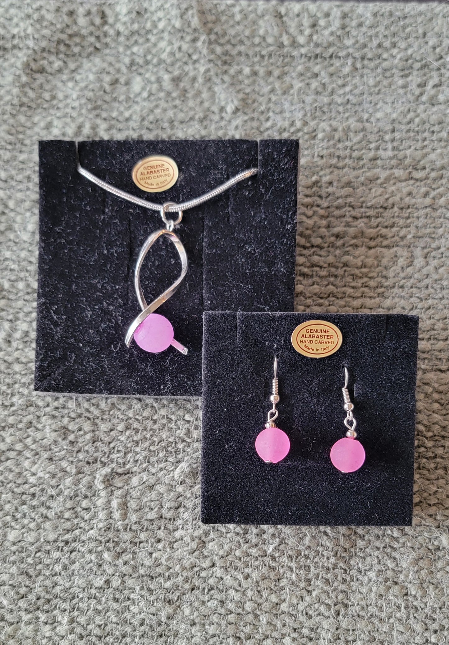 Pink Alabaster earring and necklace