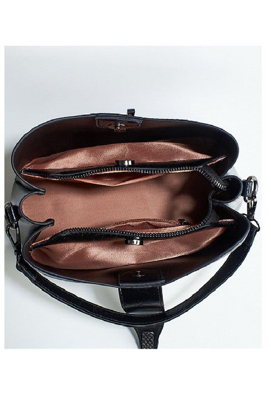 Vegan leather bucket shoulder bag