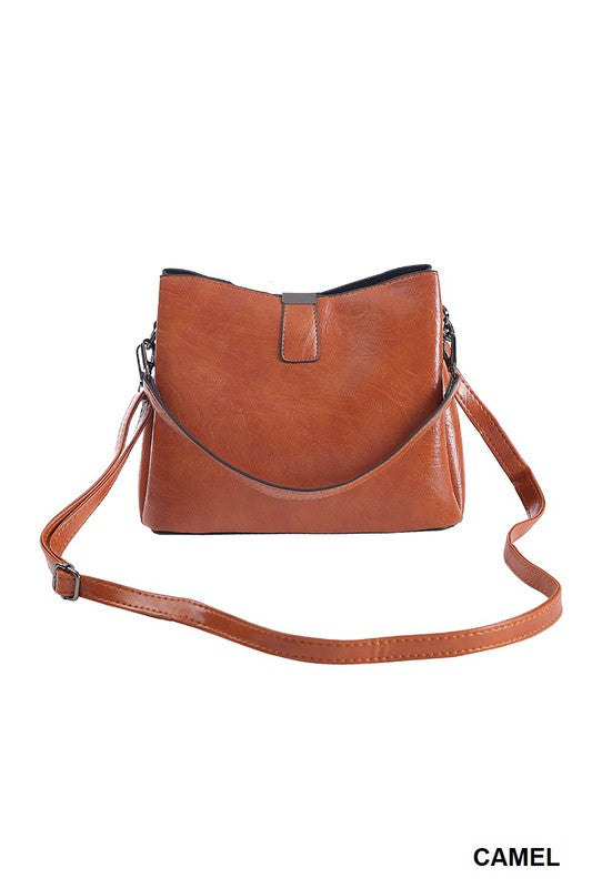 Vegan leather bucket shoulder bag