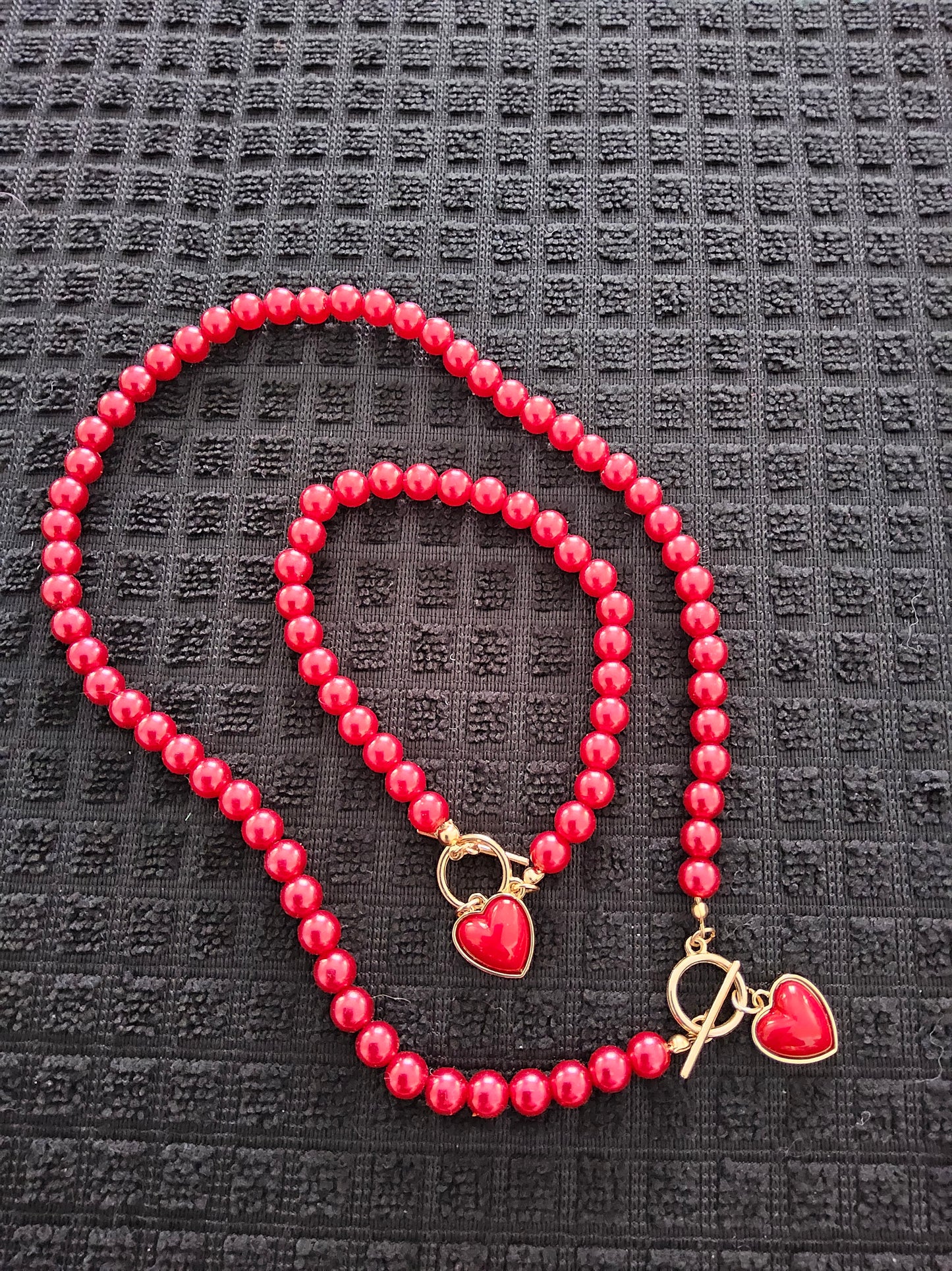Heart necklace and bracelet